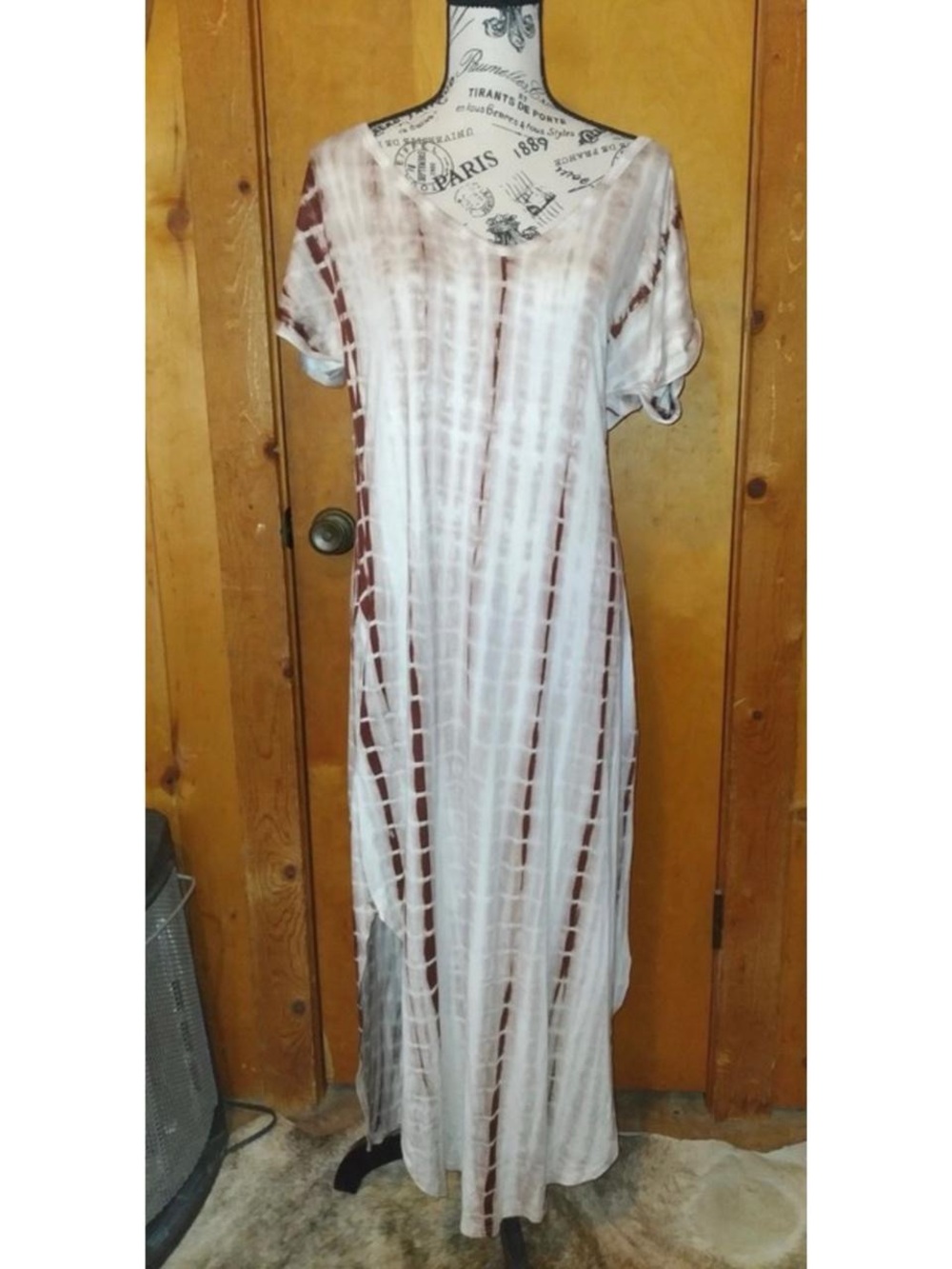 Jen's Pirate Booty White and Brown Tie-Dye Maxi Dress